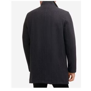 Cole Haan Melton Coat Mens Size Large Black Full Zip Button Wool Cashmere Blend